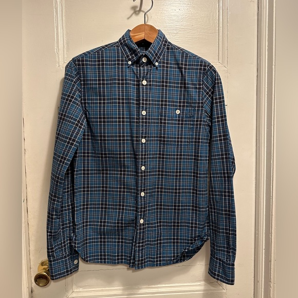 Todd Snyder - Men’s Blue Plaid Button Down Shirt - Picture 2 of 9